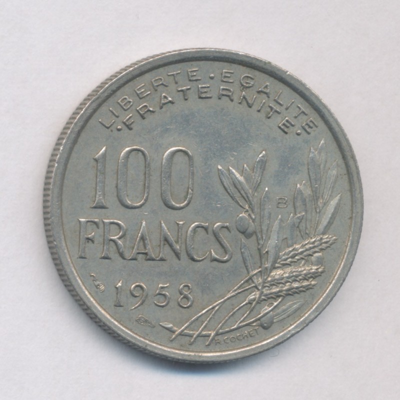 100 Francs cochet - 1958 B - cupro-nickel - TTB
