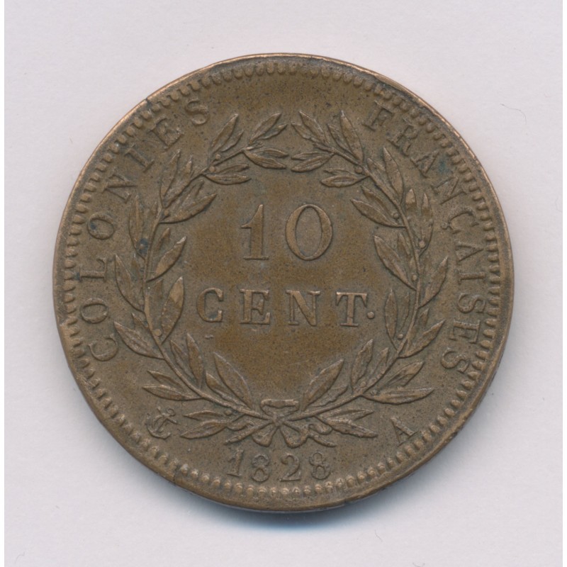 Colonies générales - 10 centimes 1828 A Paris - Charles X - TTB+