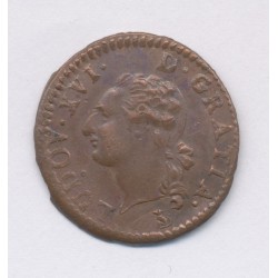 Louis XVI - Liard - 1791 T Nantes - cuivre - SUP