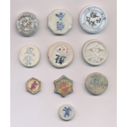 Thailande/Siam - Lot 10 Jetons de Casino - en porcelaine