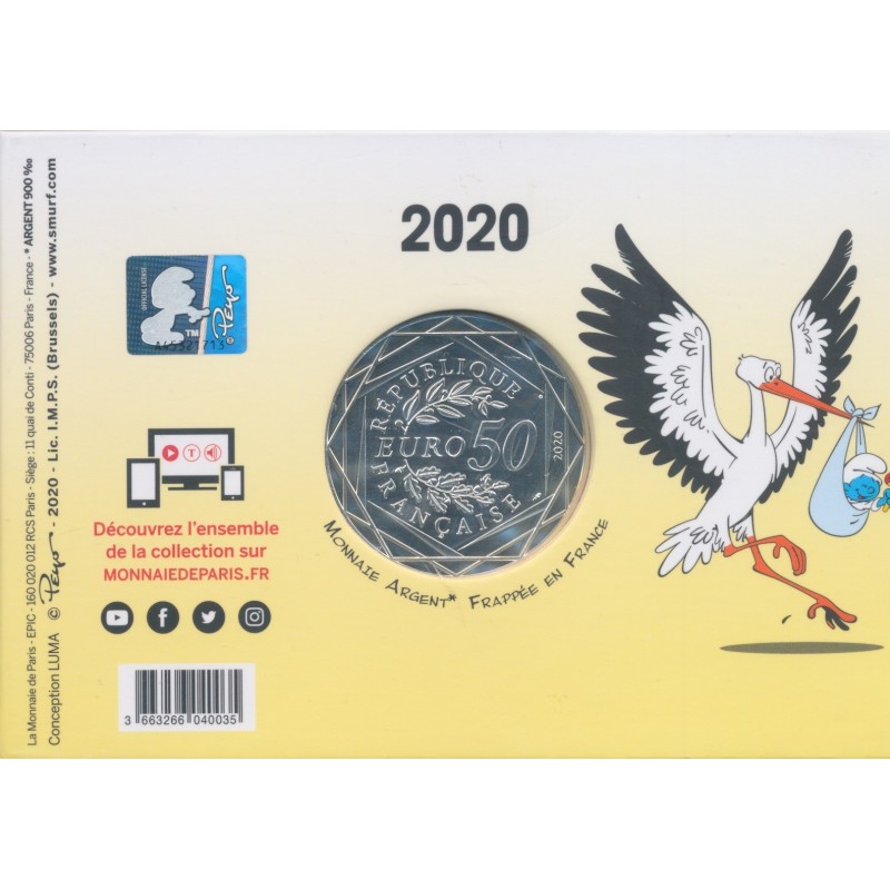 50 Euro 2020 - Le bébé Schtroumpf - argent