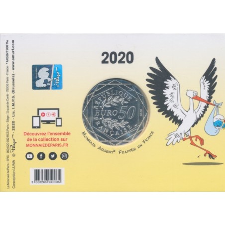 50 Euro 2020 - Le bébé Schtroumpf - argent