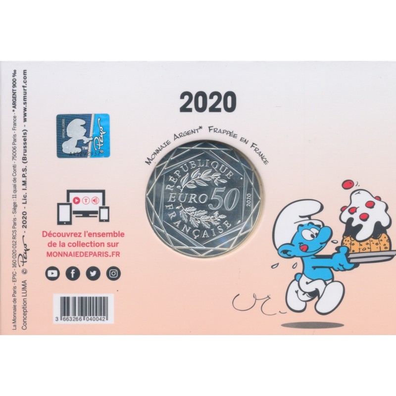 50 Euro 2020 - Le Schtroumpf gourmand - argent