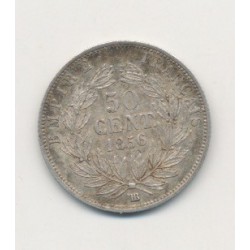 50 centimes Napoléon III - 1856 BB Strasbourg - Tête nue 2