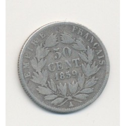 50 centimes Napoléon III - 1859 A Paris - Tête nue 2