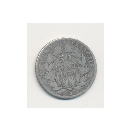 50 centimes Napoléon III - 1859 A Paris - Tête nue