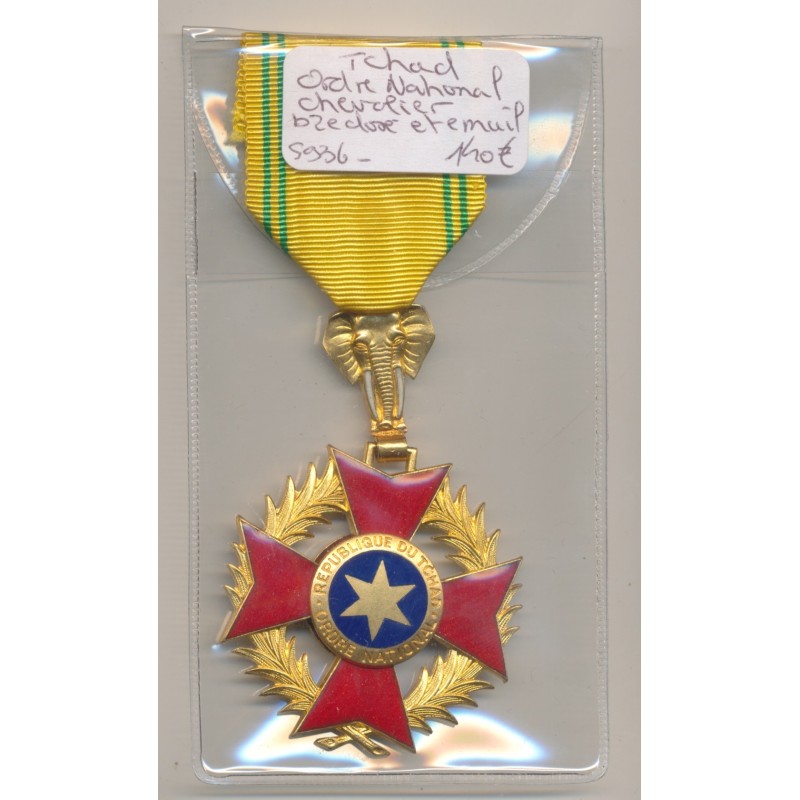 Tchad - Ordre national - grade chevalier - bronze doré et émail - Ordonnance