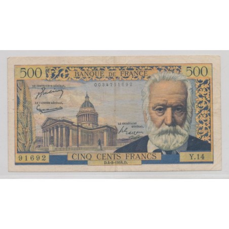 500 Francs Victor Hugo - 4.03.1954 - Y.14 - TB+