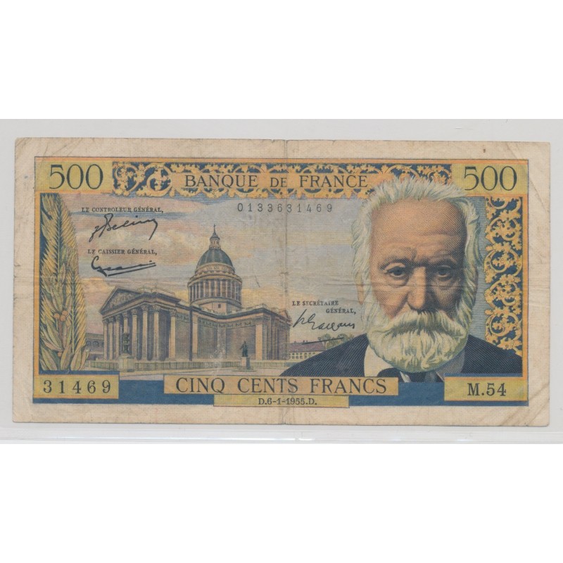 500 Francs Victor Hugo - 6.01.1955 - M.54 - TB