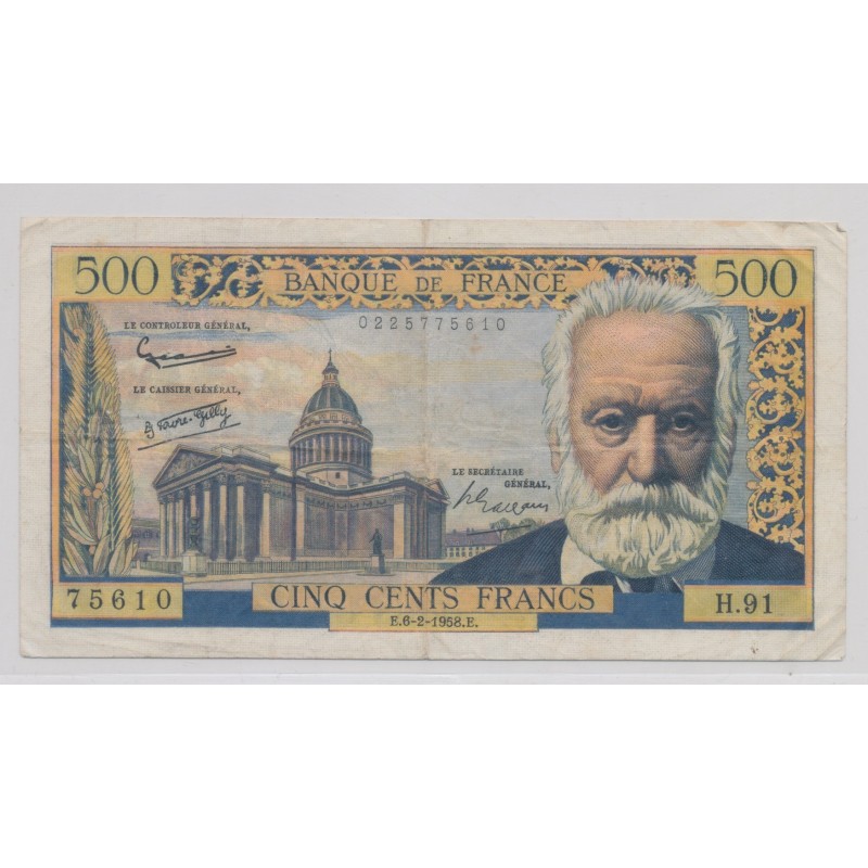 500 Francs Victor Hugo - 6.02.1958 - H.91 - TB+
