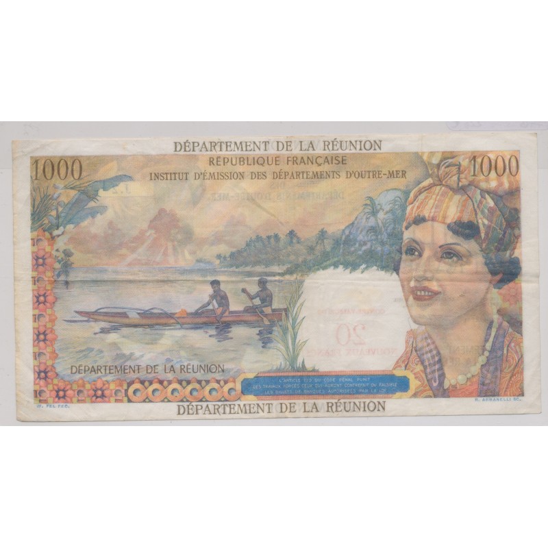 Billet - 20NF sur 1000 Francs Reunion - 1971 - TTB