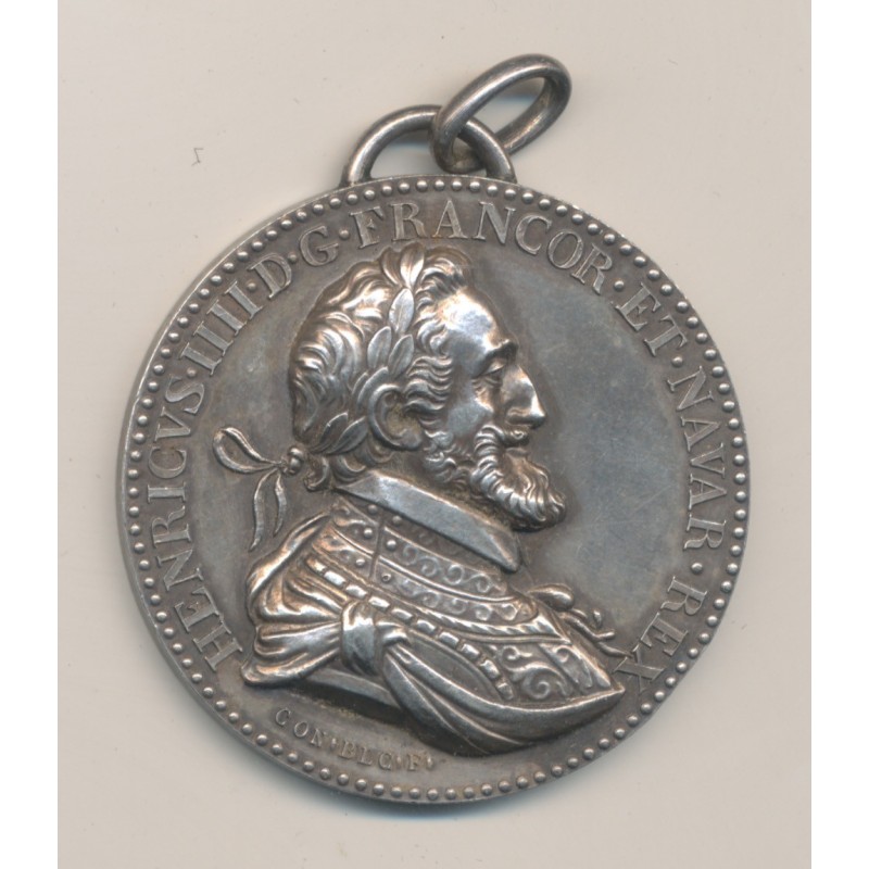 Médaille - Henri IV - Unification des deux royaumes - 1598 refrappe moderne - en argent - SUP