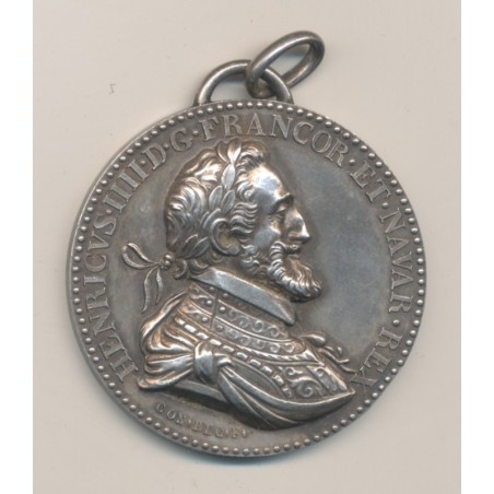 Médaille - Henri IV - Unification des deux royaumes - 1598 refrappe moderne - en argent - SUP
