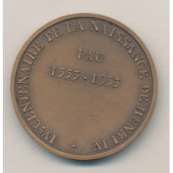Médaille - 4e Centenaire de la naissance Henri IV - 1553-1953 Pau - bronze 43mm - SUP  2