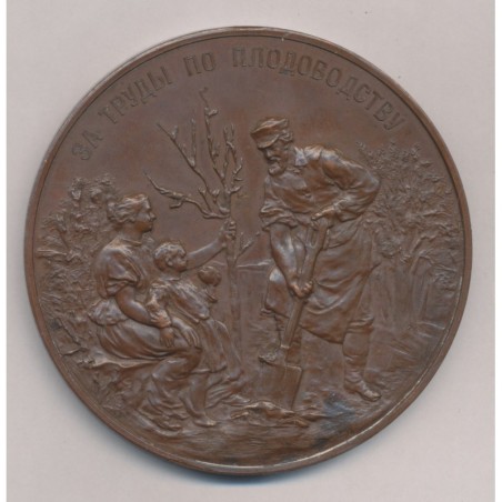 Russie - Médaille de la Société Russe des fruits de l'exposition de 1894 - cuivre 77mm - nominative - SUP