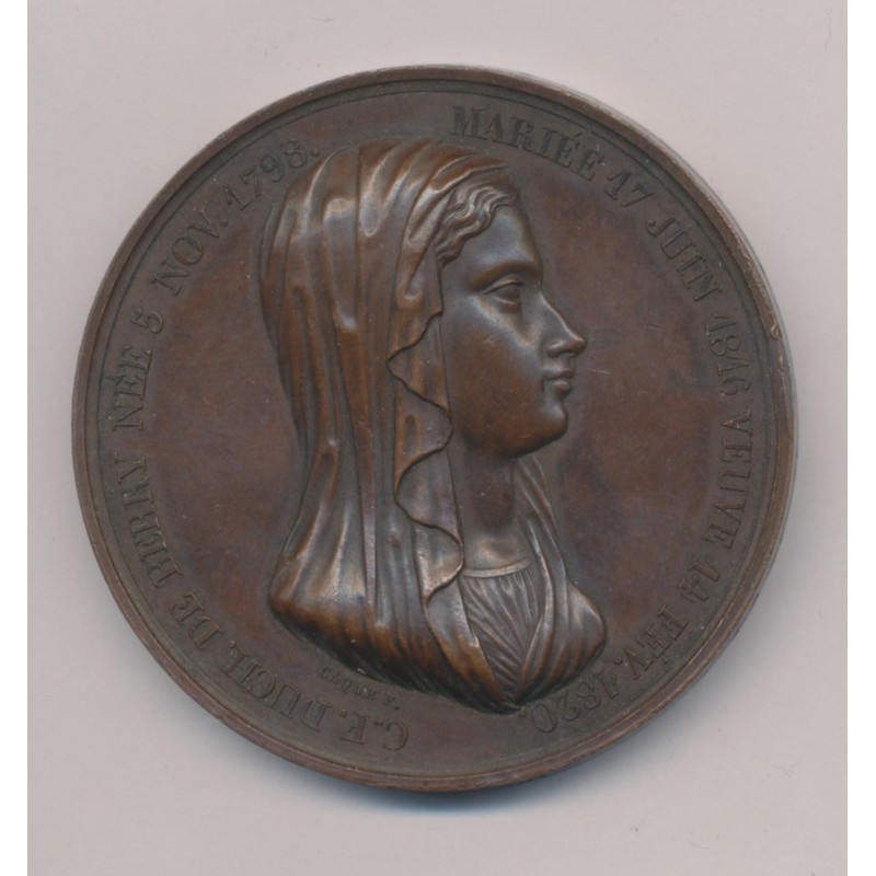 Médaille - Duchesse de Berry - 1820 - bronze - 51mm - Caqué - TTB+