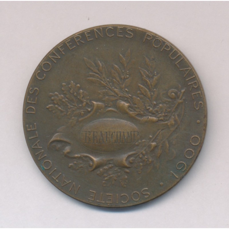 Médaille - Société nationale des conférences populaires 1900 - bronze - 36mm - TTB