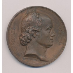 Médaille - François Joseph Gall - Créateur physiologie du cerveau - cuivre - 46mm - TTB