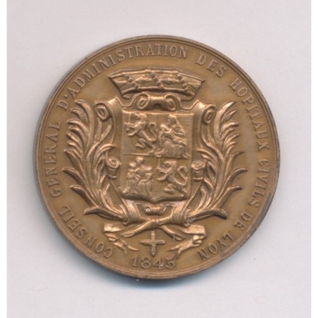 Médaille - Hôpitaux civils de Lyon - 1845 - bronze - 35mm - SUP