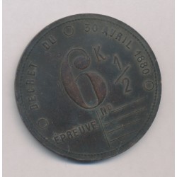 Plaque fiscale 1880 - 6 kilo 1/2 - véhicule à vapeur - TTB 