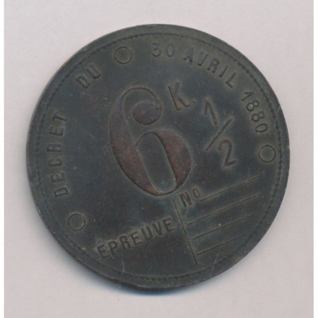 Plaque fiscale 1880 - 6 kilo 1/2 - véhicule à vapeur - TTB 