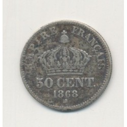 50 centimes Napoléon III - 1868 BB Strasbourg - Tête laurée 2