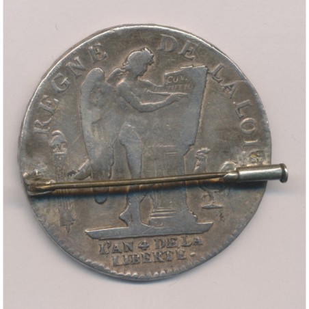 Louis XVI - Écu 6 Livres 1792 - monté en broche