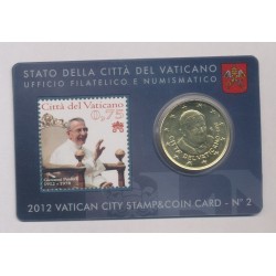 Coincard Vatican N°2 - 50 Cents 2012 - Timbre et monnaie