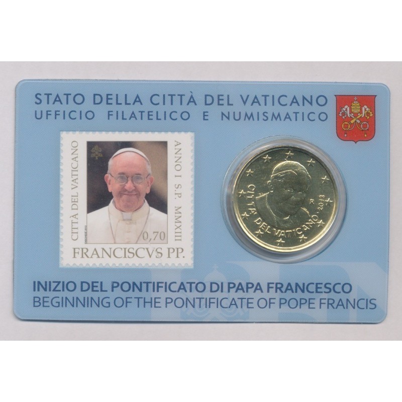 Coincard Vatican N°3 - 50 Cents 2013 - Timbre et monnaie