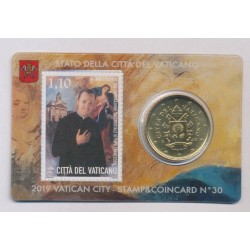 Coincard Vatican N°30 - 50 Cents 2019 - Timbre et monnaie