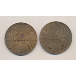 Médaille - Lot 2 Médailles - 4e Siège 1945 La Rochelle - Résistance et Libération - bronze - 50mm - WWII 2