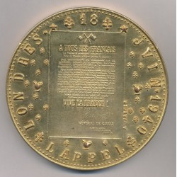 Médaille - Couple De Gaulle - Séjour Irlande 1969 - De Jaeger 110mm - bronze doré à l'or pur 2