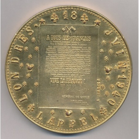 Médaille - Couple De Gaulle - Séjour Irlande 1969 - De Jaeger 110mm - bronze doré à l'or pur