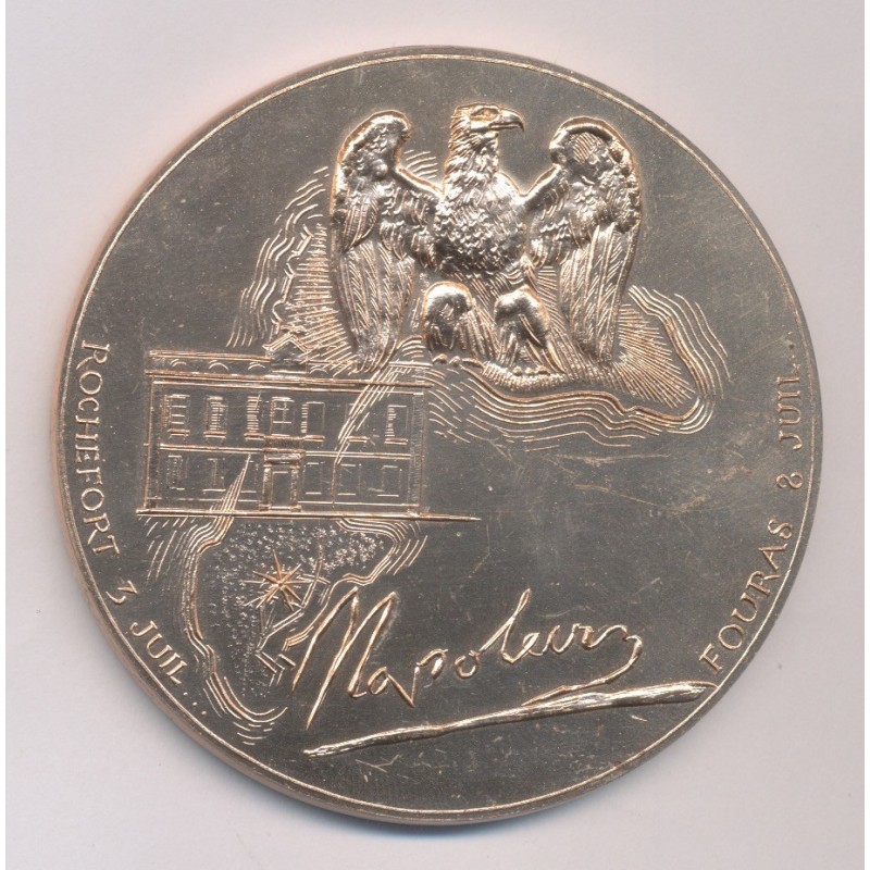 Médaille - Ile d'aix - Embarquement de Napoléon 1er sur le Bellerophon - 15 juillet 1815 - bronze 71mm - TTB+