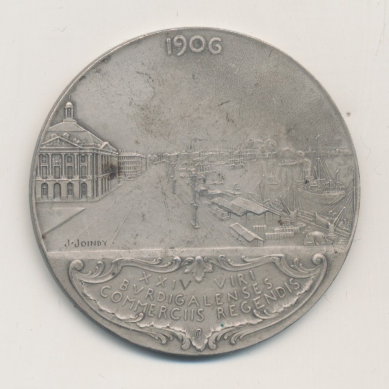 Médaille - Chambre de commerce Bordeaux - 1906 - argent 29,98g - 40mm - TTB+