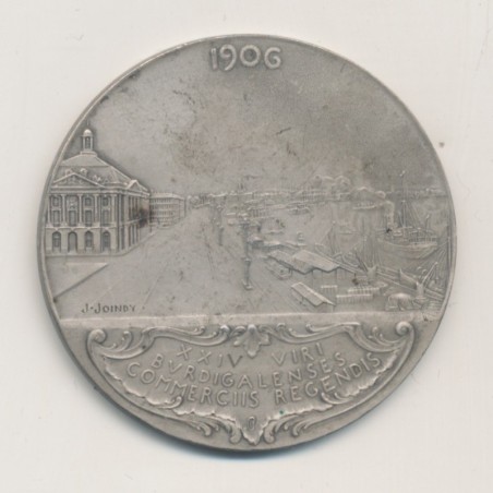 Médaille - Chambre de commerce Bordeaux - 1906 - argent 29,98g - 40mm - TTB+