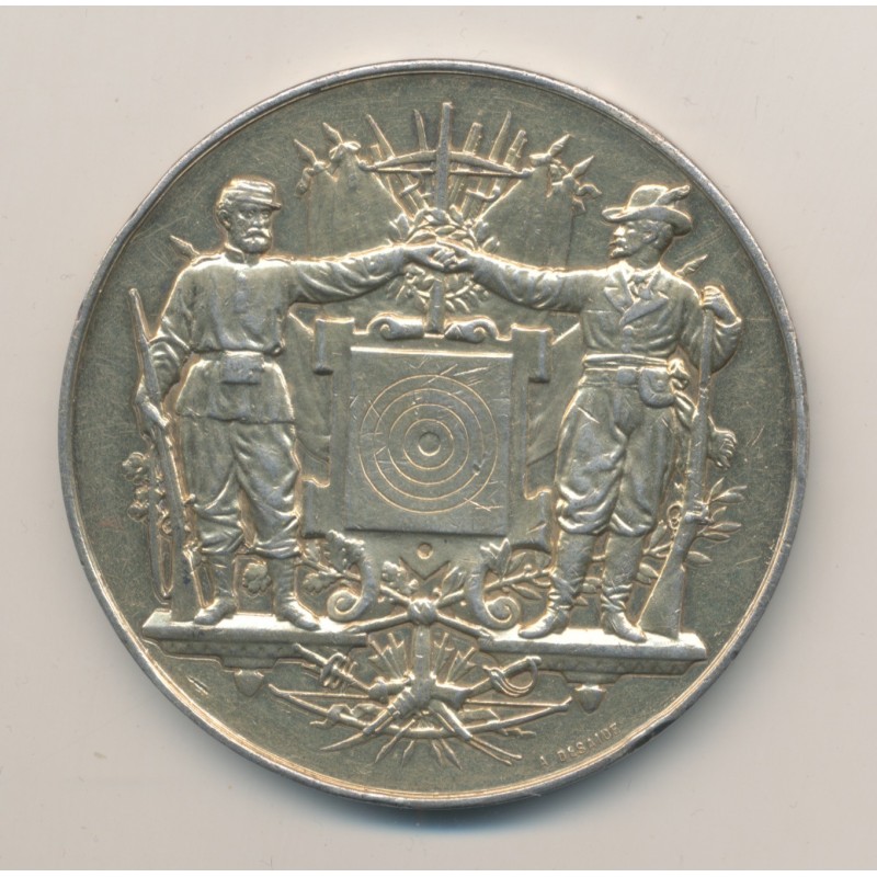 Médaille - Concours de tir - Agen 1888 - vermeil 88g - TB/TB+