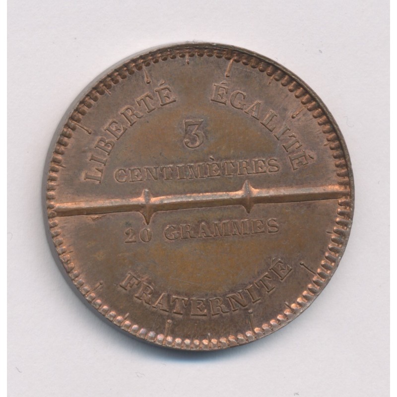 Essai de Décime - 1848 par Rogat - 3 Centimetre/20 grammes - cuivre - SPL