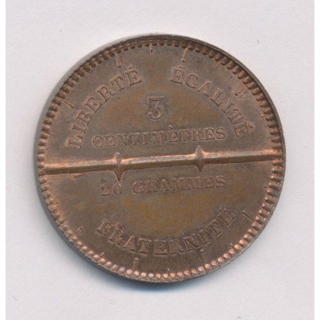 Essai de Décime - 1848 par Rogat - 3 Centimetre/20 grammes - cuivre - SPL