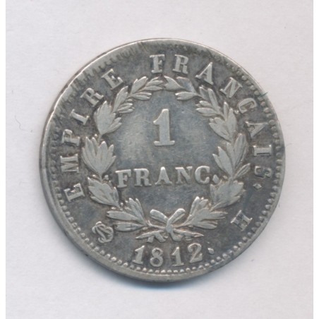 Napoléon empereur - 1 Franc - 1812 H La rochelle - TB+