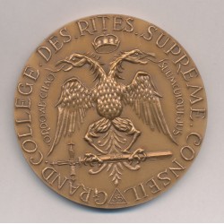 Médaille Maçonnique - Grand collège des rites supreme - conseil - 33e grade - bronze 68mm - SUP