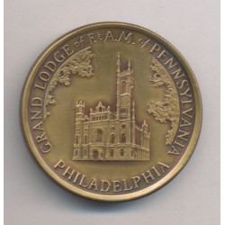 Médaille - John L Mc Lain - Grand maitre des maçons - Pennsylvanie 1976 - bronze 38mm - SPL 2