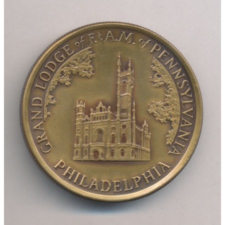 Médaille - John L Mc Lain - Grand maitre des maçons - Pennsylvanie 1976 - bronze 38mm - SPL