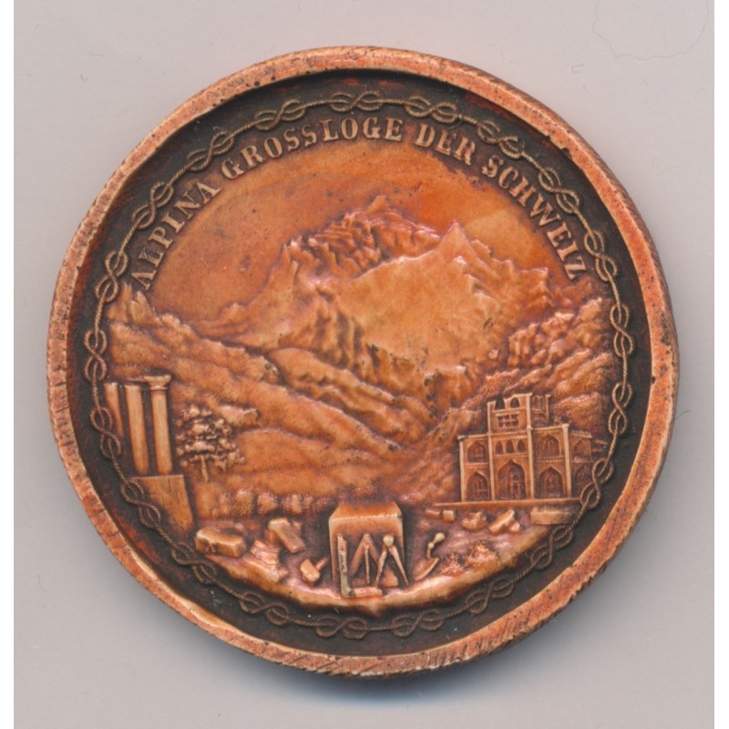 Reproduction sceau maçonnique - Grande loge Suisse Alpina - uniface 51mm - TTB