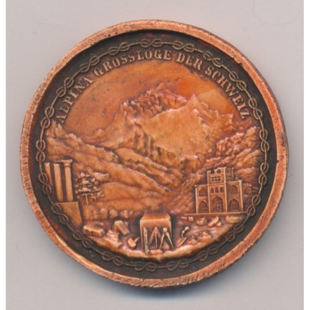 Reproduction sceau maçonnique - Grande loge Suisse Alpina - uniface 51mm - TTB