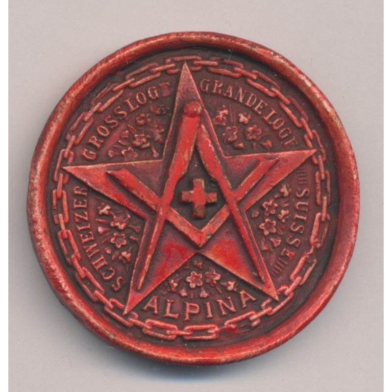 Reproduction sceau maçonnique - Grande loge Suisse Alpina - uniface 45mm - TTB