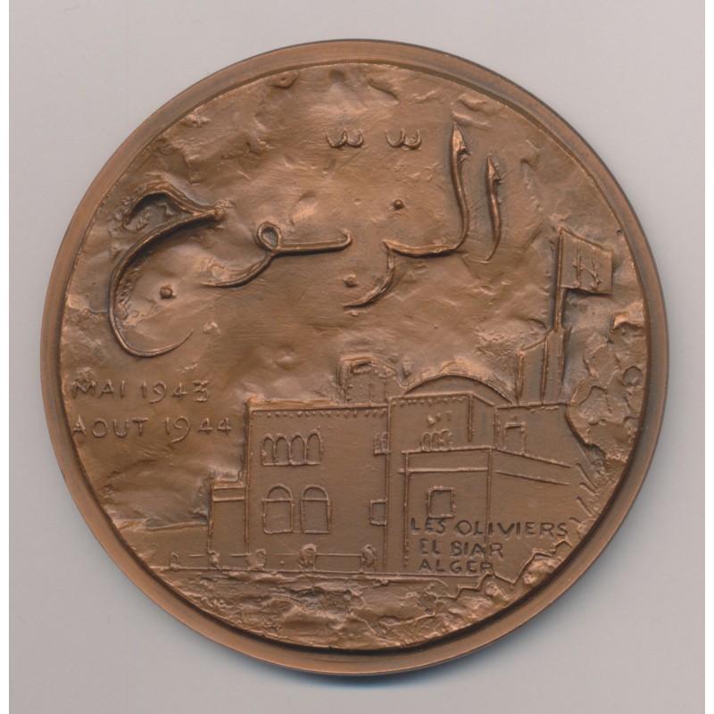 Médaille - Général De Gaulle - Président du comité Français de libération nationale - 1976 - bronze 84mm - N°8/100 - TTB+