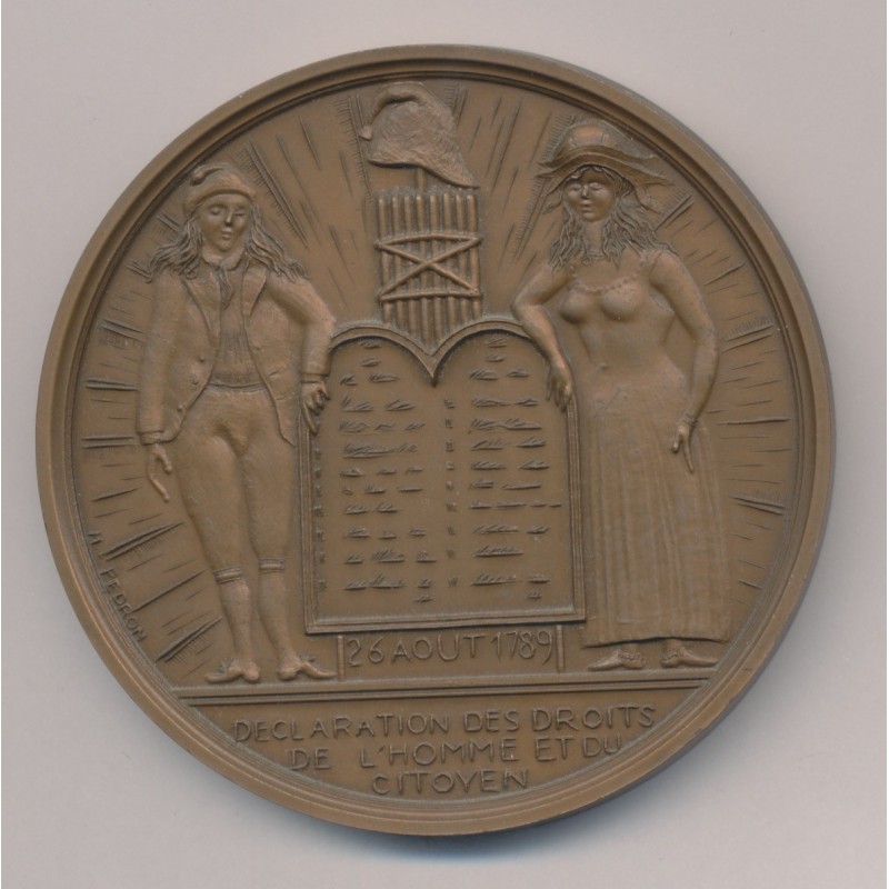 Médaille - Déclaration des droits de l'homme - 26 aout 1789 - Bicentenaire de la révolution Française - bronze