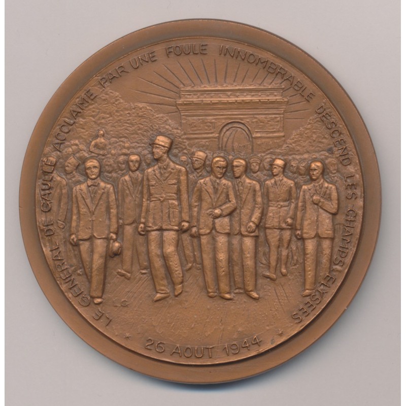 Médaille - Général De Gaulle - Libération de Paris 1944 - 1984 - bronze 76mm - SUP