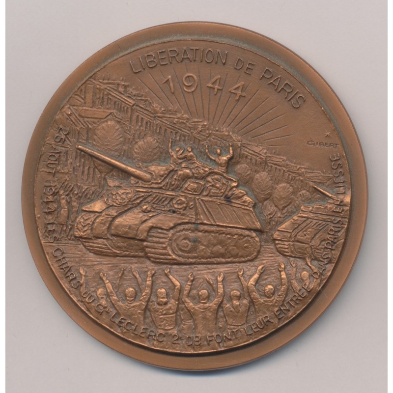 Médaille - Général De Gaulle - Libération de Paris 1944 - 1984 - bronze 76mm - SUP
